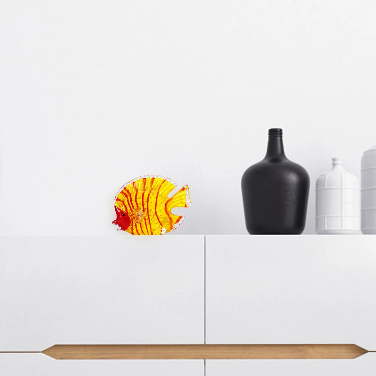 Новинка Желтая рыба ручная стеклянная скульптура современный дизайн статуэтка