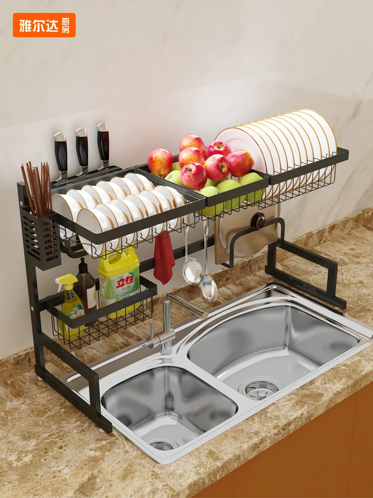 Нержавеющая сталь кухонная раковина шкаф чаша Слива блюдо стеллаж органайзер