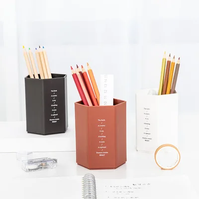 

Hexagon Pen Holder Japanese Ins Simplicity High Capacity Student Desktop Creativity Multifunction Stationery Storage Box
