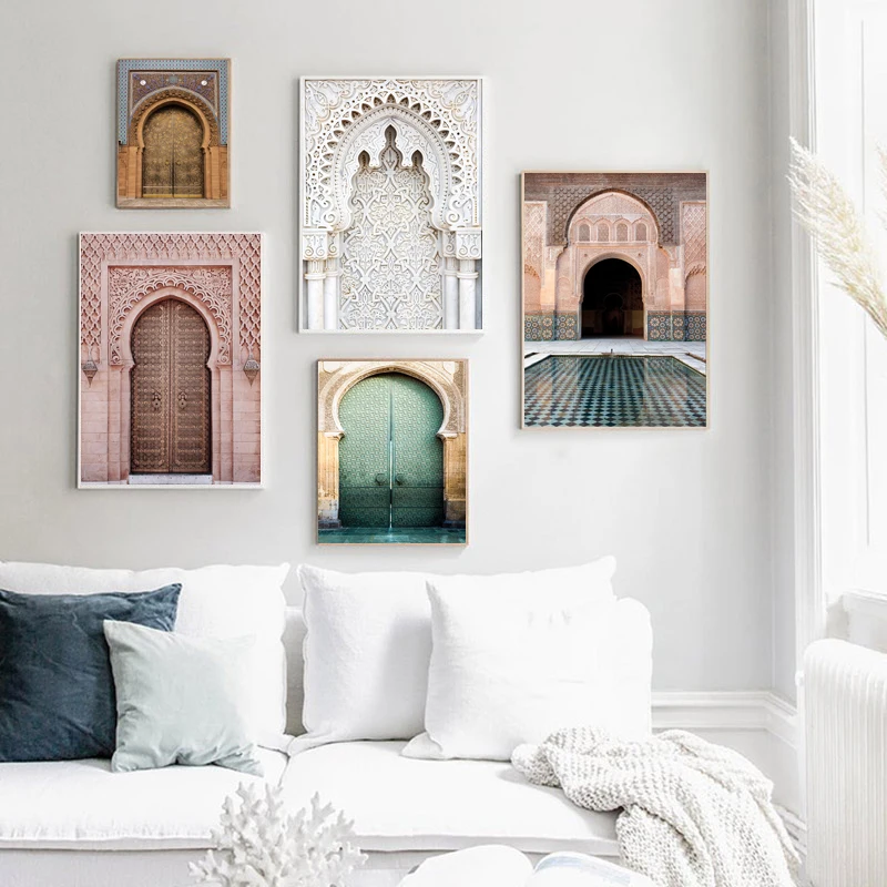 Марокканские двери декорации религия скандинавский постер настенное искусство