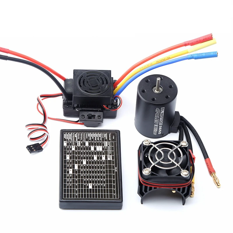 

3650 3100KV Brushless Motor and 60A ESC & Programmer Car & Heatsink Combo for 1:8/ 1:10 RC Car/Boat Part