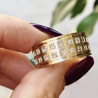 2019 new arrival elegant finger jewelry gold colors stainless steel rings for womans wedding full clear stone crystal ring gifts