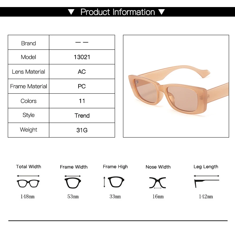 

Retro Small Rectangle Sunglasses Women Ins Popular Fashion Candy Color Eyewear Men Vintage Square Sun Glasses Shades UV400