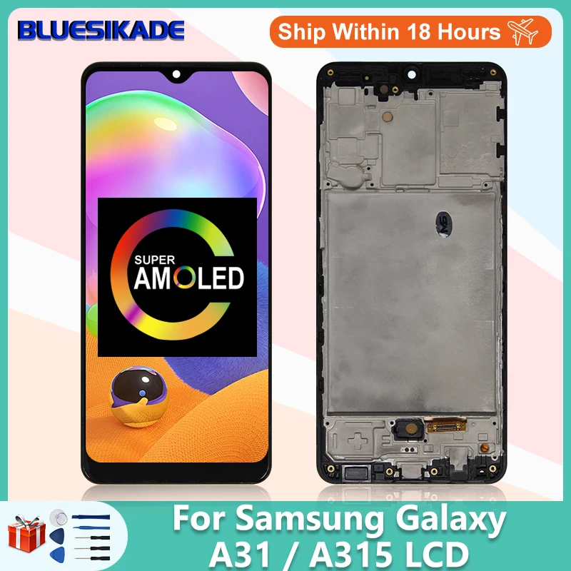 

ЖК-дисплей 6,4 дюйма AMOLED для Samsung Galaxy A31, дисплей для SM-A315F/DS A315G/DS A315N A315, сменный ЖК-дисплей с сенсорным экраном и дигитайзером