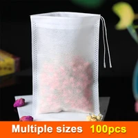 food grade 100pcs empty fabric teabags heat seal with string pepper non woven coffee tea bags infuser herb loose spice filters