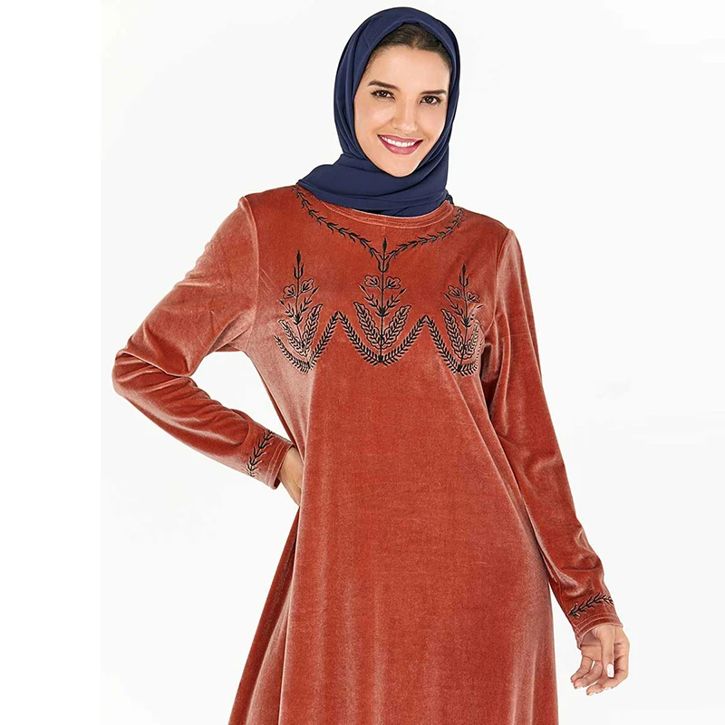 Женское бархатное платье розовое в мусульманском стиле|Мусульманская одежда| |