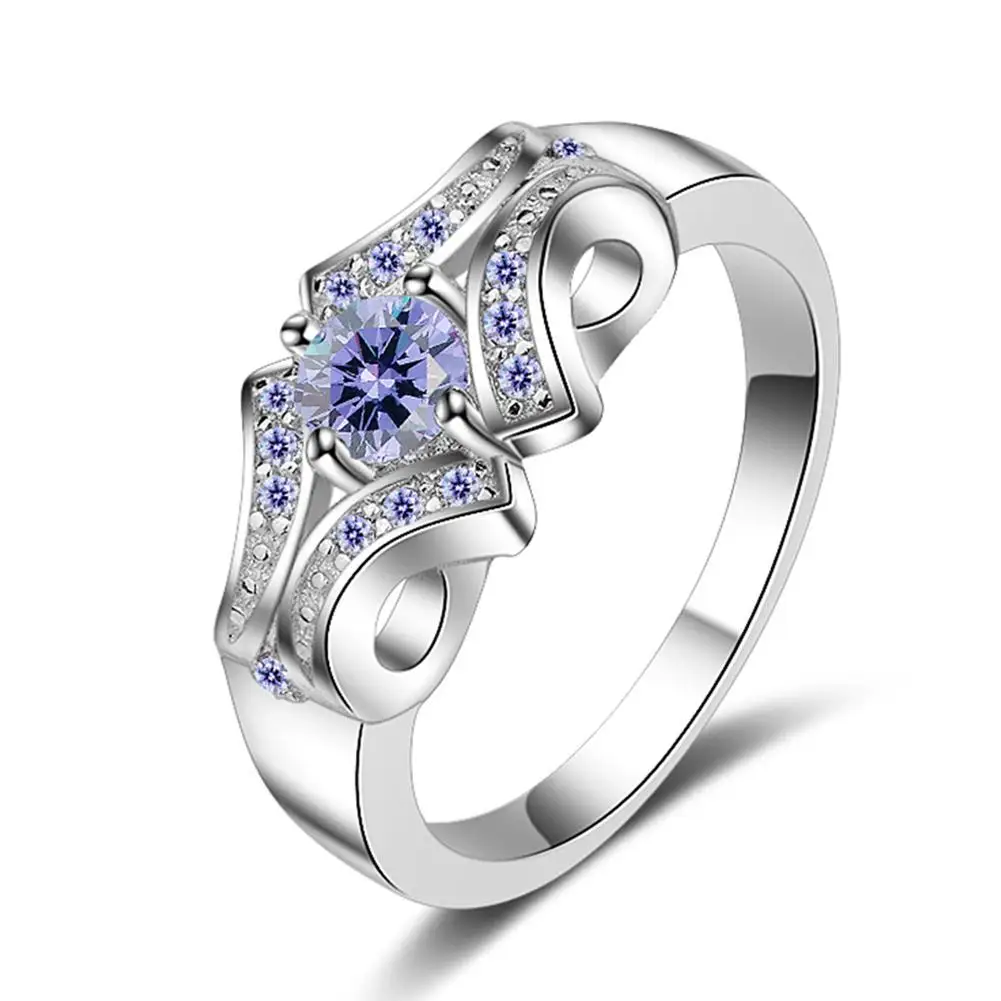 Модное фиолетовое кубическое женское кольцо на палец очаровательное ювелирное
