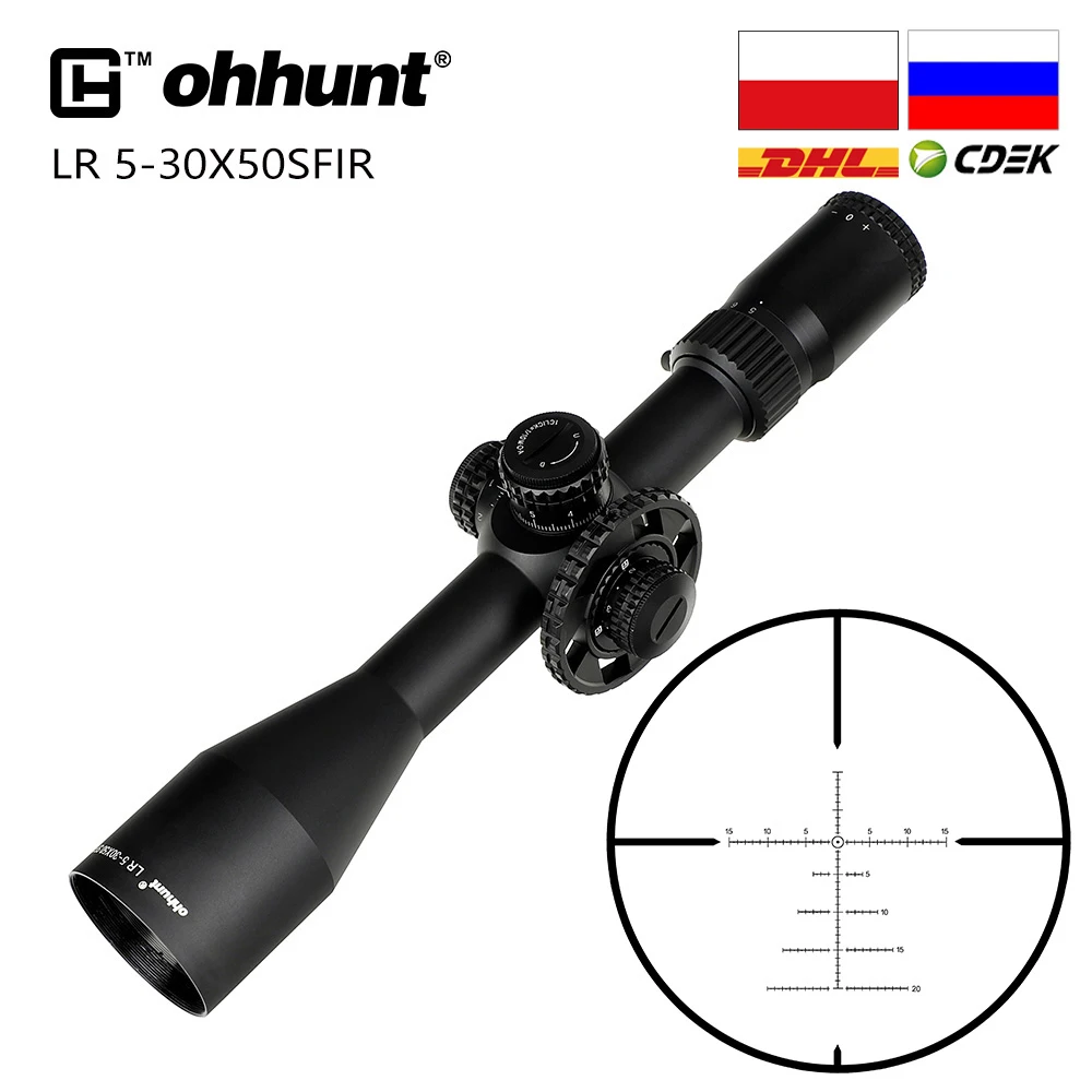 Тактический охотничий оптический прицел ohhunt LR 5-30x50 SFIR стеклянный гравированный