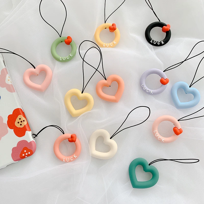 INS Cute Love Heart мобильный телефон Силиконовый ремешок для ключей USB палец кольца