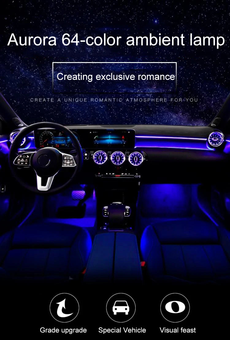 5Pcs Air Vent Led Ambient Light Turbine Outlets Lamp 64 Color For Mercedes-Benz