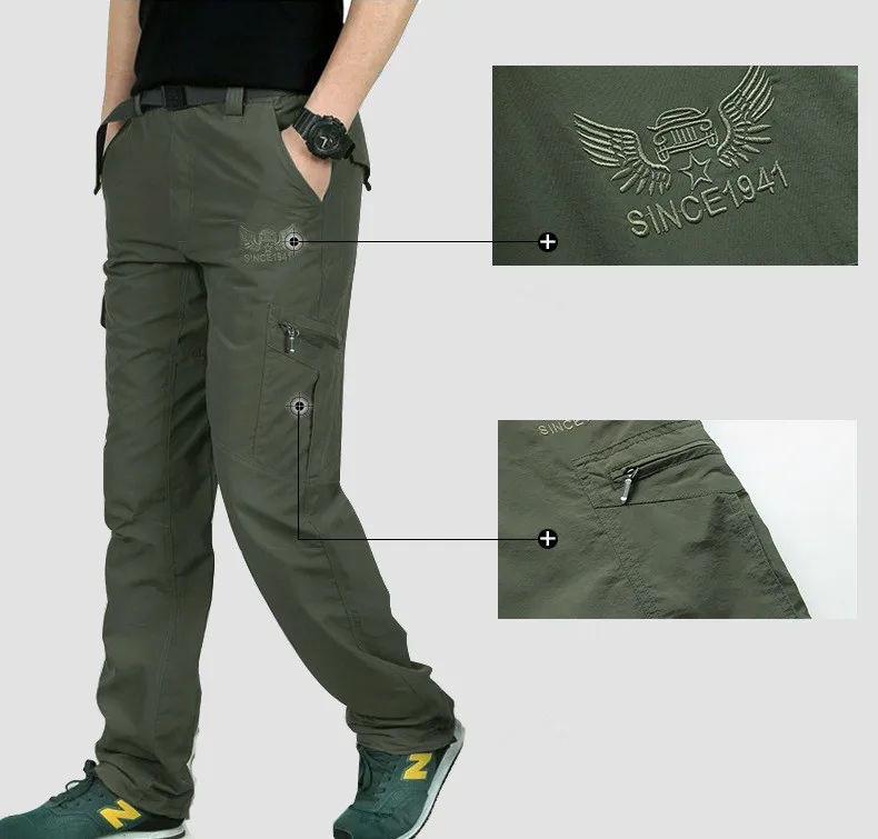 

FAKUNTN lightweight Waterproof Quick Dry Casual Pants Men Summer Army Military Style Trousers Men's Tactical Cargo
