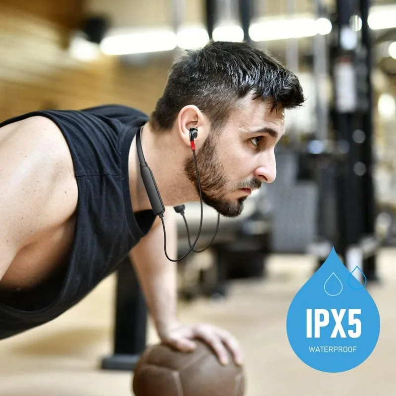 

2021 Earphone Bluetooth 5.0 Wireless Headset Neckband Earphones IPX5 Waterproof Sport Earbud with Noise Cancelling Mic