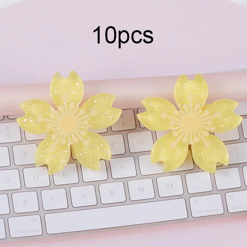 Yellow 10pcs Happy monkey 10 шт. вишневые ломтики слизи поставки смолы подвески в форме цветов Набор сложения DIY ремесла наполнитель для пушистой прозрачной слизи глины - Цвет: Yellow 10pcs