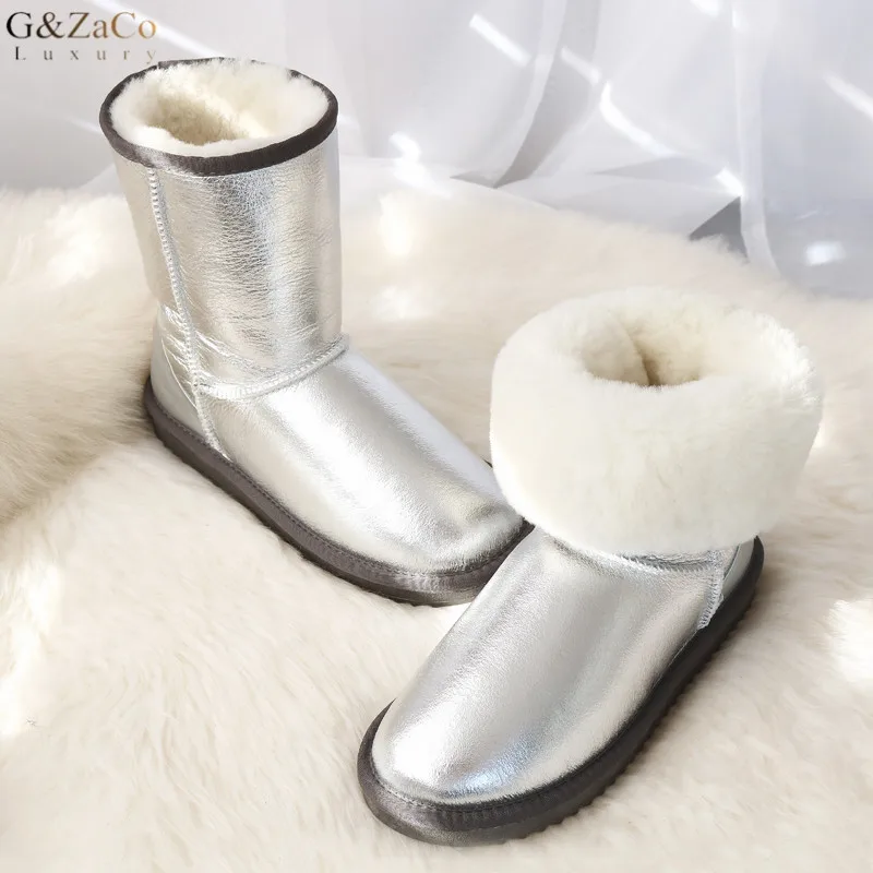 G & Zaco/роскошные женские шерстяные зимние сапоги водонепроницаемые из