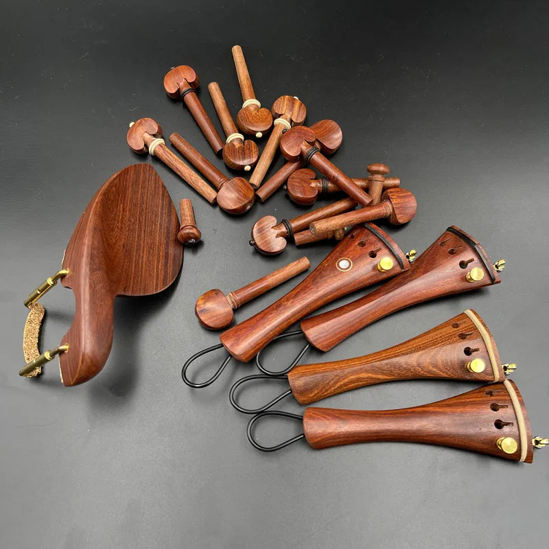 1 set High quality 4/4 Violin fiddler Rosewood parts Accessories fitting,Tailpiece+Tuning pegs+Endpins+Chin rest/Chin Holder