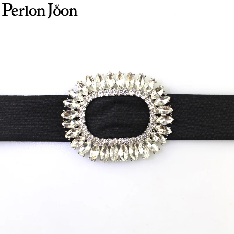 

2PCS (Inner1.4cm) Oval decorative rhinestone crystal belt wedding dress buckel on clothing bag shoes accessories KT008
