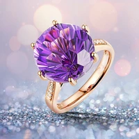 fashion charming women party jewelry purple white cz silver color ring size adjustable