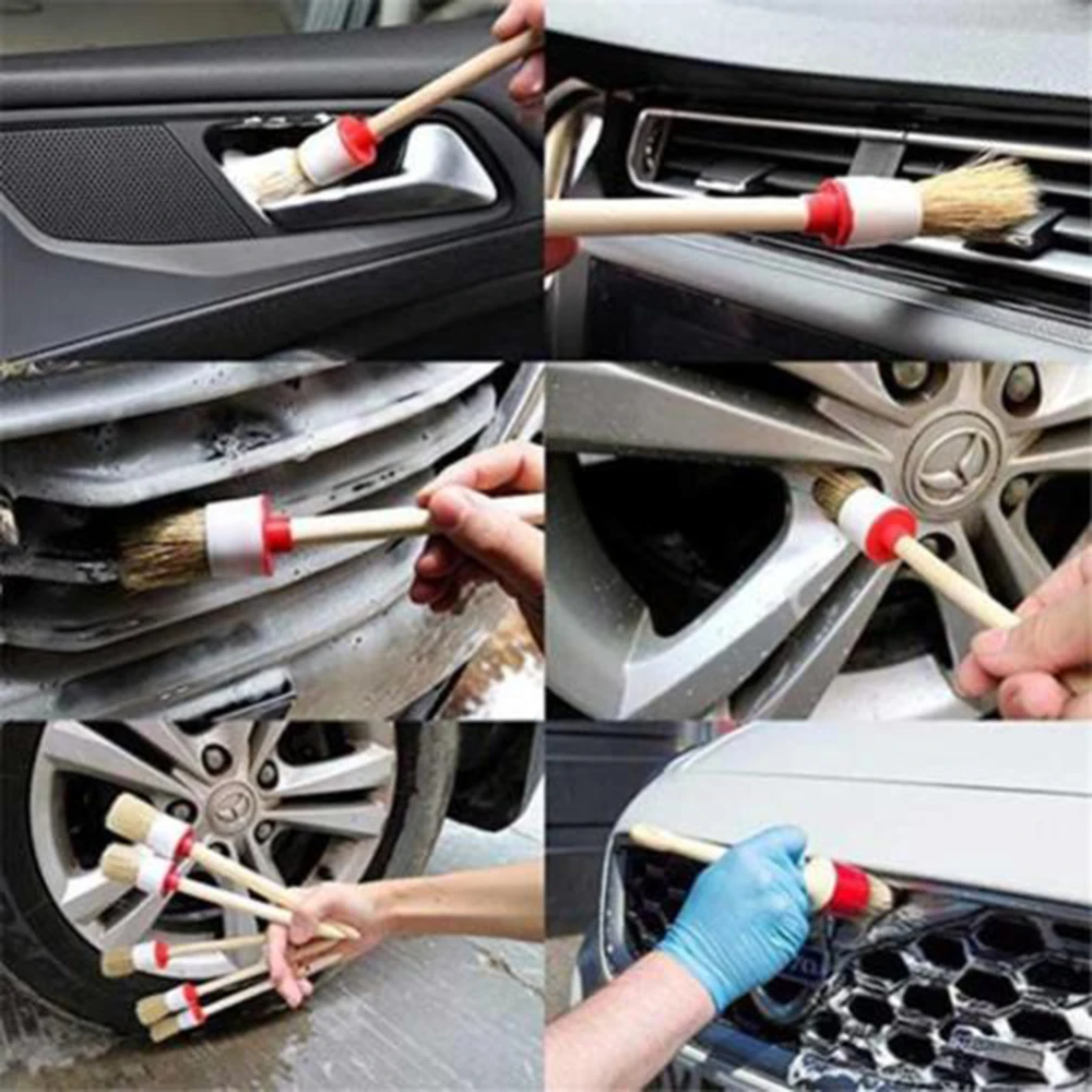 11pcs Auto SUV Detaillering Wiel Houten Handvat Borstels voor Car Cleaning Dash Trim Zetels Handy Wasbare Brush Moto Tool | Автомобили и