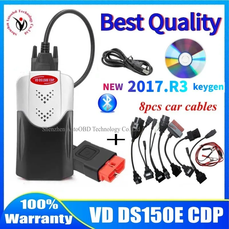Новинка 2021 диагностический инструмент vd tcs cdp Obd Obd2 Bluetooth 2017.R3 генератор ключей VD