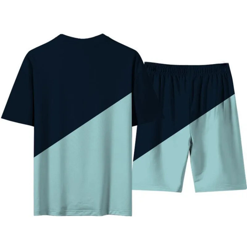 

2021 Summer Fashion Leisure brand Men's Set Tracksuit Sportswear Track Suits Male Sweatsuit Short Sleeves T shirt 2 piece set