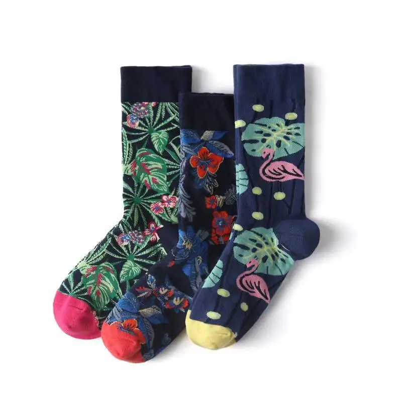 

Носки женские трикотажные, разноцветные, с винтажным цветочным принтом, 2021