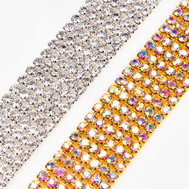 5 ярдов стразы обрезка многорядная плотная Цепочка с кристаллами и бриллиантами