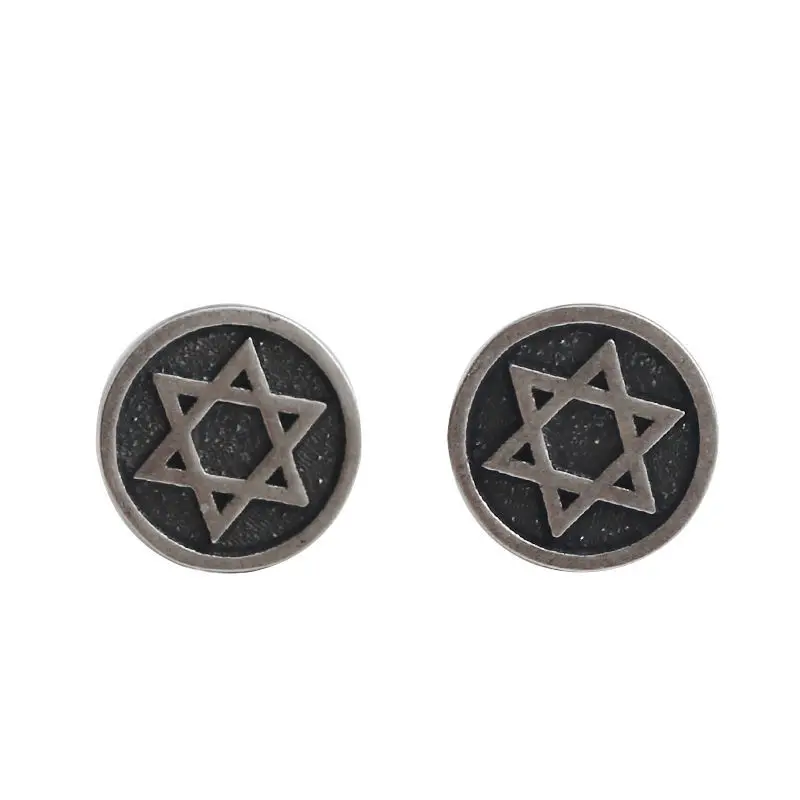 Серьги-гвоздики из серебра 925 пробы в стиле ретро с шестью острыми звездами |