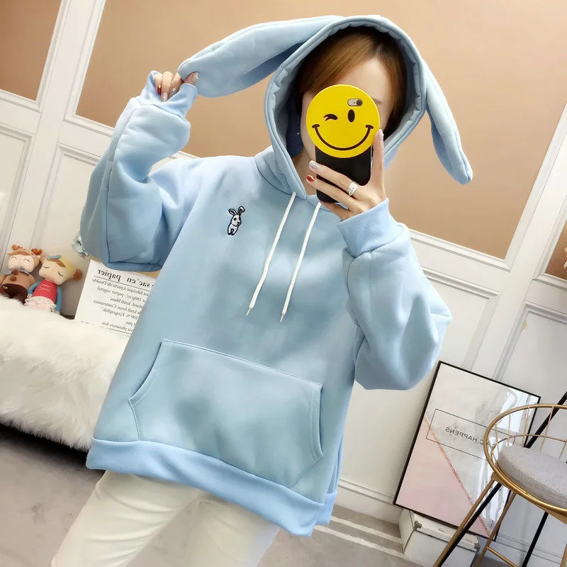 Осенняя женская розовая школьная куртка с заячьими ушками корейские свободные