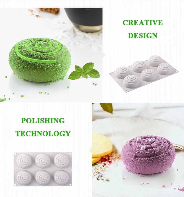 

6 Cavity Spiral Silicone Cake Mold for Kitchen Desserts Chocolate Mousse Bread Bakeware Baking Mould Decorating Tools