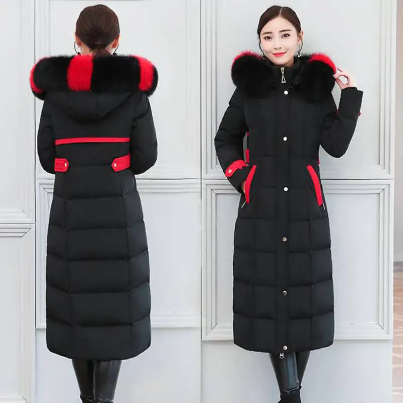 Fashion Fur Collar Ladies Hoodie Parkas Women Bubble Duck Down Winter Puffer Coat Women Jacket