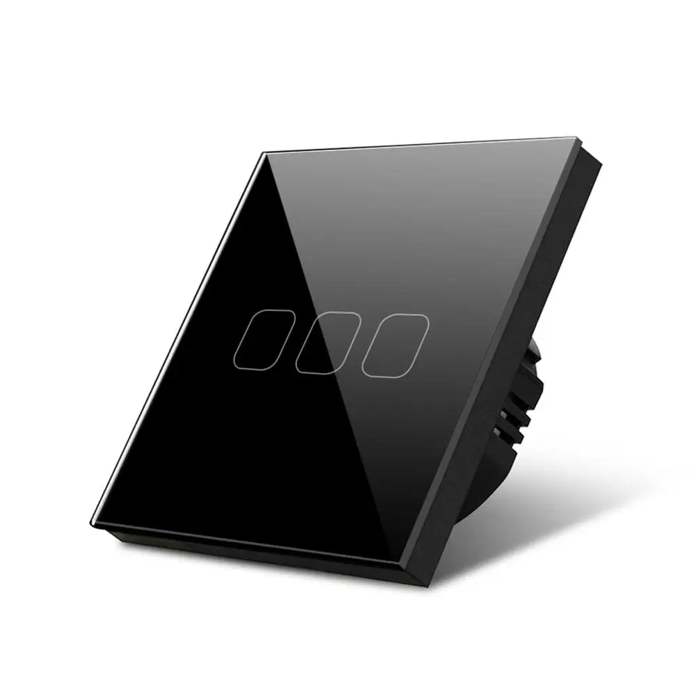 3 Gang 1 Way Black Сенсорный экран Сенсор светодиодный светильник Переключатель 220V 1/2/3 Стекло настенный сенсорный выключатель Управление Панель модуль стандарта ЕС, США, Великобритании Стандартный не диммер - Цвет: 3 Gang 1 Way Black
