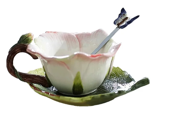 

Ceramic Bone China Coffee Cup Saucer Set Tea Cup Cup Spoon Breakfast Milk Cups Best EA6BYD
