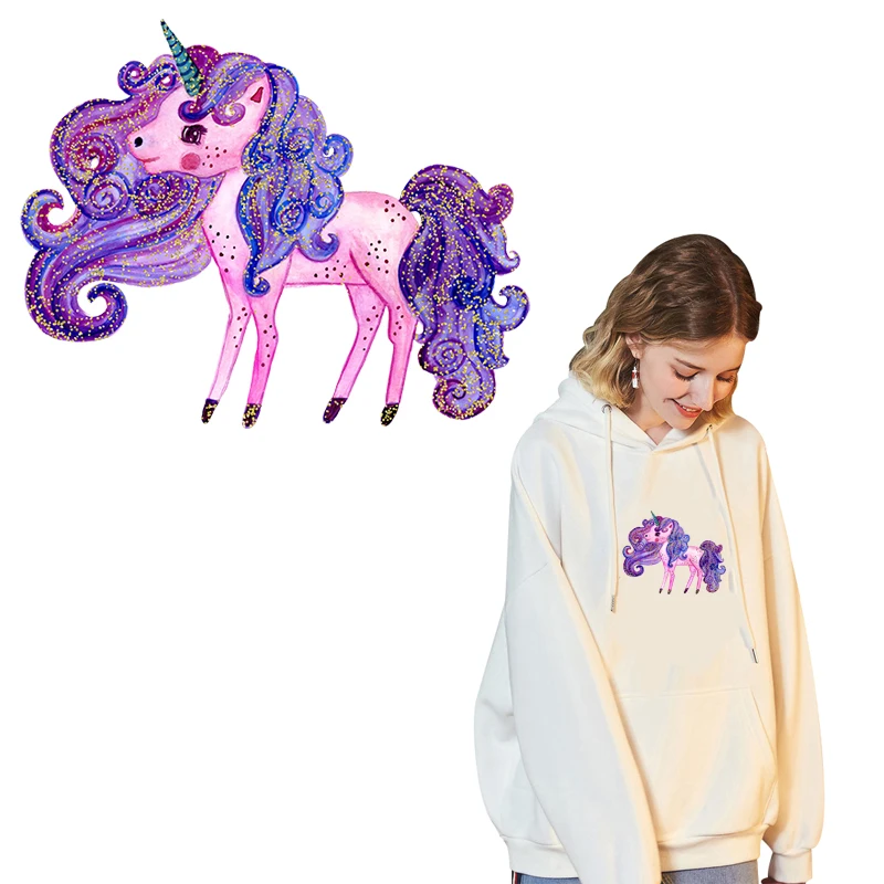 Нашивка Pegasus в полоску с единорогом Термотрансферная наклейка для одежды женская