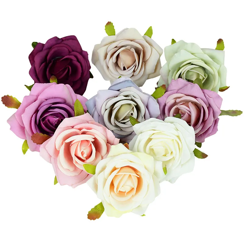 

5/10Pcs Artificial Flower Head 7cm Flannel Roses Fake Plant For Home Wedding Party Decor Silk Flowers DIY Wreath Scrapbook Craft