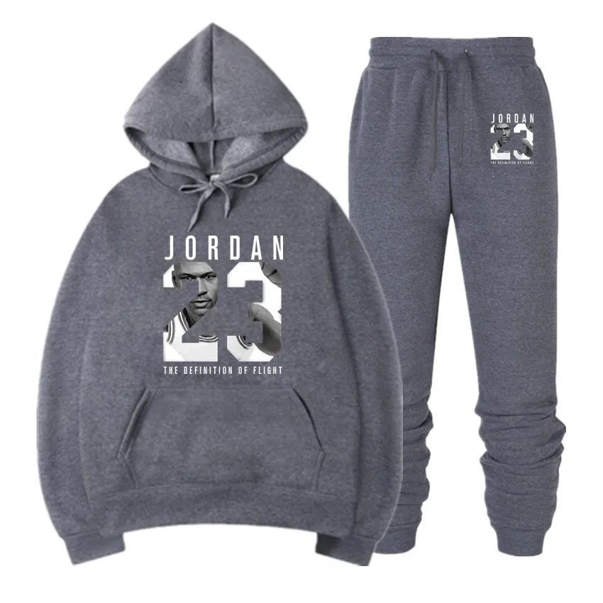 Nuevo chándal 2020 Мода JORDAN 23 hombres ropa deportiva conjuntos de dos piezas totalmente algodón grueso con capucha + | Мужская