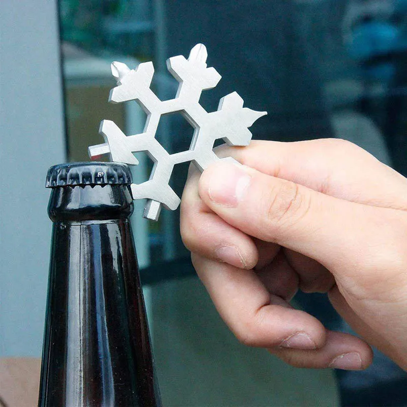 

19-in-1 Stainless Steel Snowflake Multitool Keychain Bottle Opener for Outdoor Camping NIN668