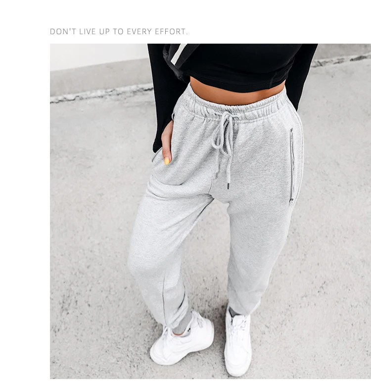 Zippered Pocket Sweatpants Joggers Soft Touch Loose Harem version Dance Exercise Fitness Pants Drawcord Running Trousers Women