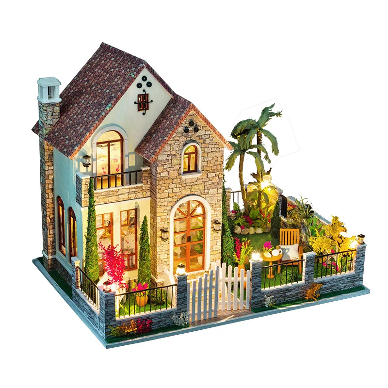 Кукольный домик DIY игрушка большая вилла ручная сборка 3D модель миниатюрный