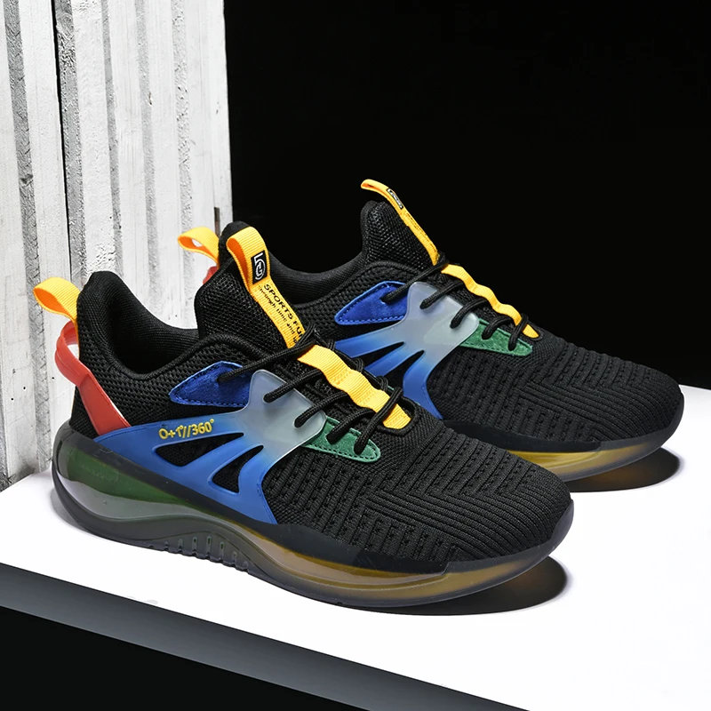 

Men's Fashion Sneakers Rubber Air Cushion Damping Height Increasing Leisure Shoes Lace-up Breathable Outdoor Running Shoes