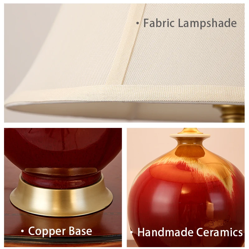 Медная настольная лампа для спальни прикроватная Цзиндэчжэнь керамическая
