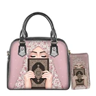 Мусульманская мусульманская сумка с ручками в виде глаза для девушек, арабский хиджаб, женская сумка через плечо с принтом лица, Женская Повседневная кожаная сумка-мессенджер, кошелек