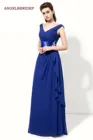 Женское шифоновое вечернее платье ANGELSBRIDEP, длинное платье до пола с v-образным вырезом и аппликацией, вечерние платья для выпускного вечера