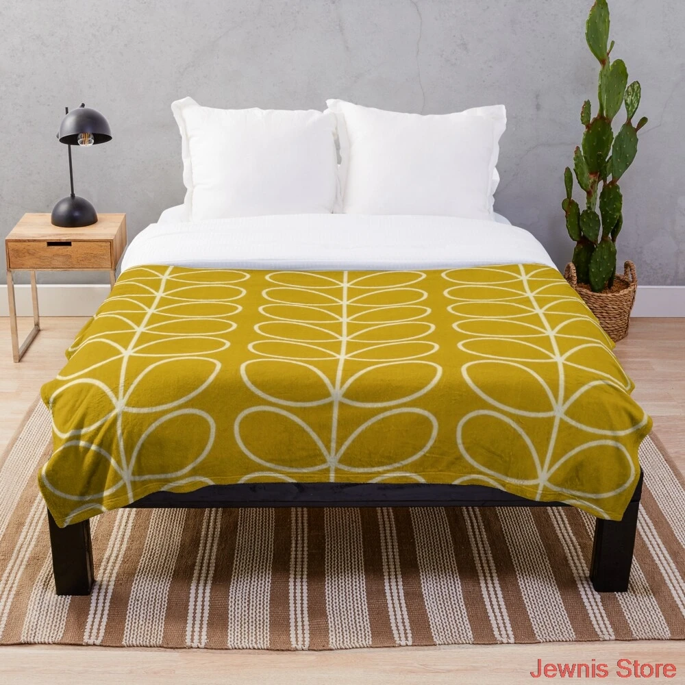 

Orla kiely yellow linear design Throw Blanket Plush Throw Fleece Blanket Throw for Boys BedSpread Sofa Bedroon Décor
