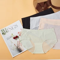 one piece seamless underwear womens cotton mid waist ultra thin breathable ice silk mid waist underwear ladies briefs