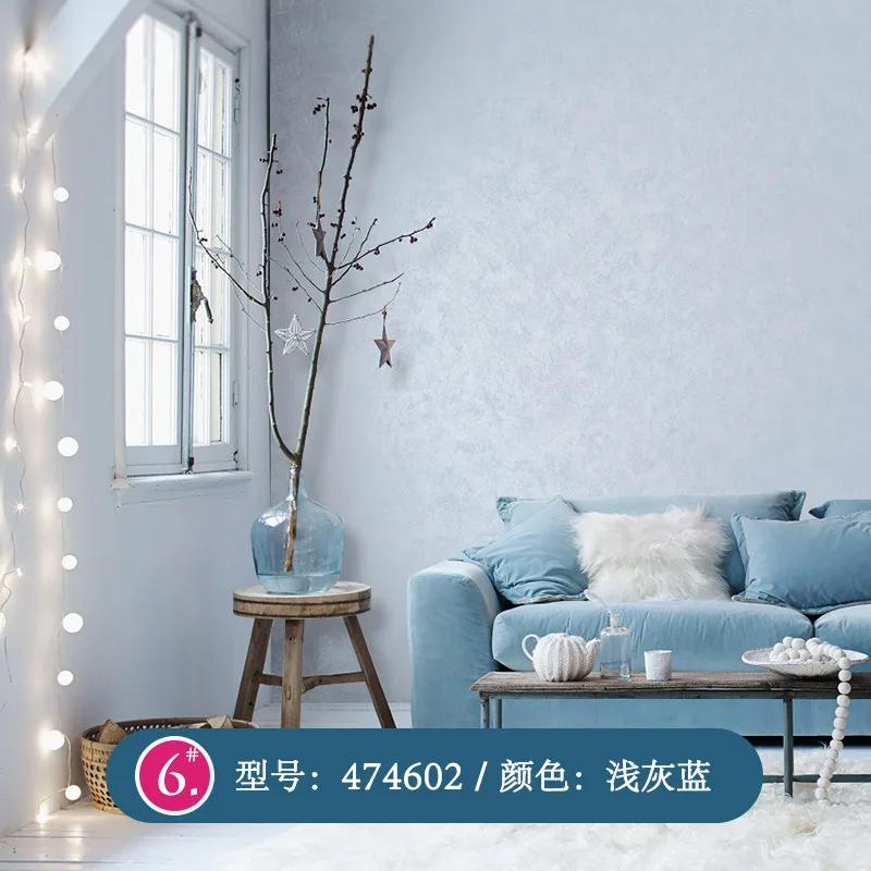 

Nordic ins solid pigment Mediterranean style blue wallpaper modern minimalist living room bedroom clothing store wallpape