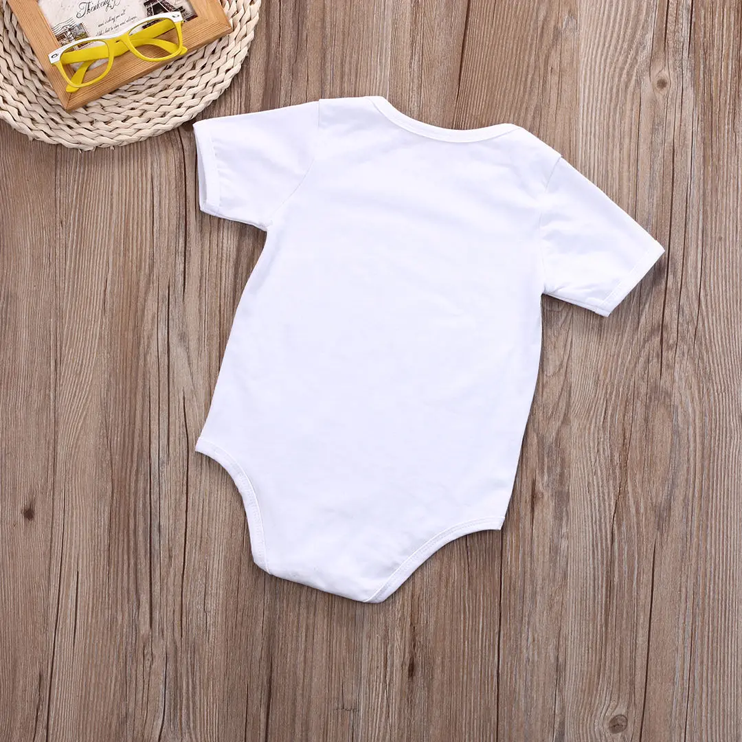 Bayi Anak Laki-laki Gadis Celana Kodok Pakaian Kasual Lengan Pendek Huruf Cetak Baju Jumpsuit Sunsuit Baju Monyet Pakaian Pakaian 0-2T