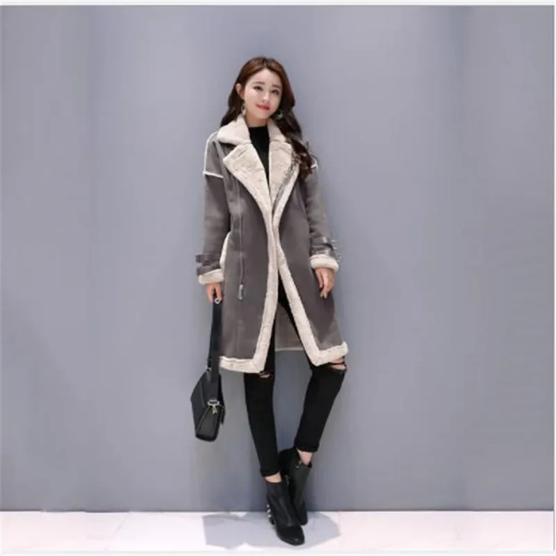 2019 зимний длинный плащ из искусственной кожи женское утолщенное теплое замшевое