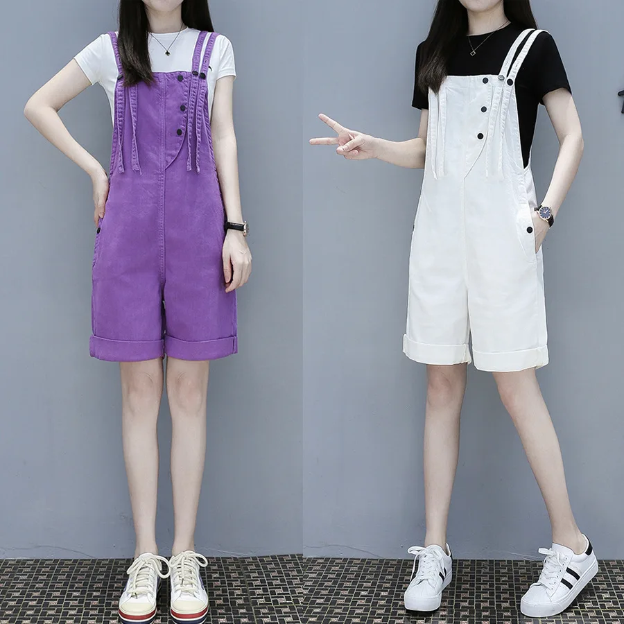 Фиолетовый комбинезон женский 2020 Новый колледж Ветер слинг сиамские шорты