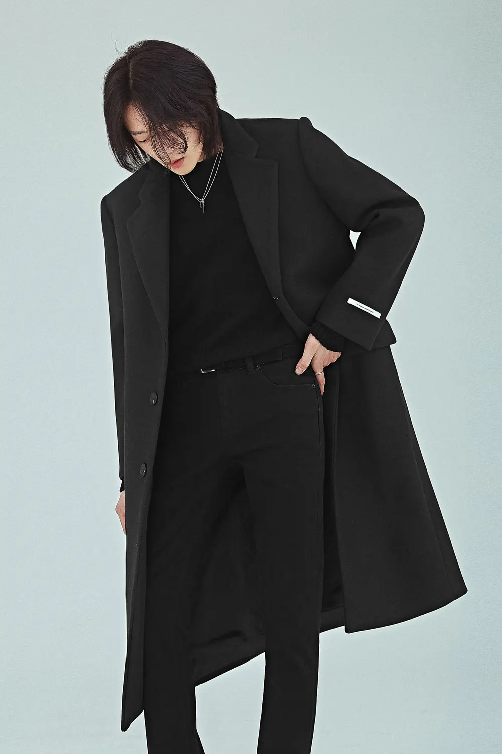 Мужское зимнее шерстяное пальто ветровка средней длины в британском стиле