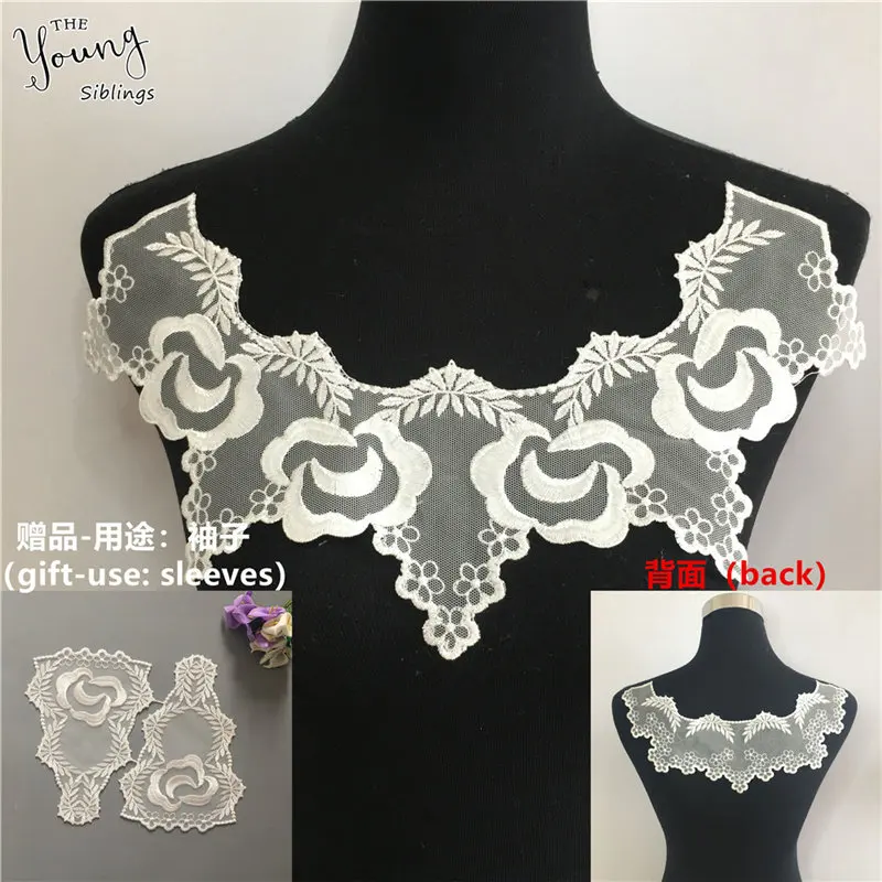 Высокое качество кружевной ткани вышивка аппликация шитье ABS жемчуг воротник